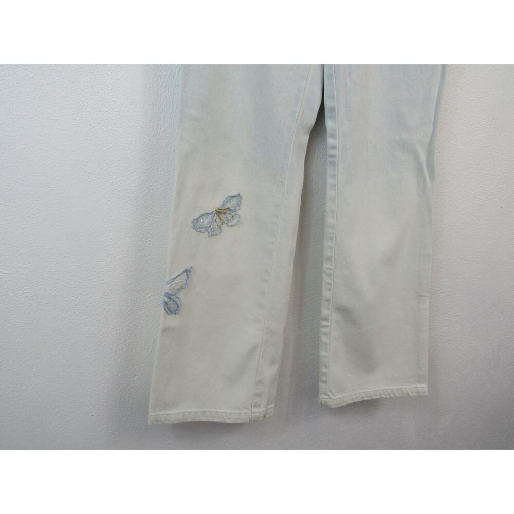 Together Size 10 Light Wash Denim Jeans Embroidered Butterflies Straight Leg - Picture 2 of 7